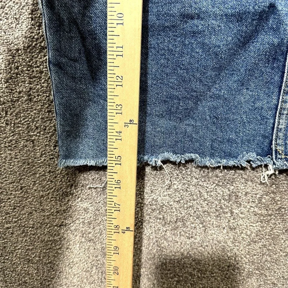 BDG Mini Pencil Skirt Medium‎ Blue Denim Frayed Hem Pockets Casual